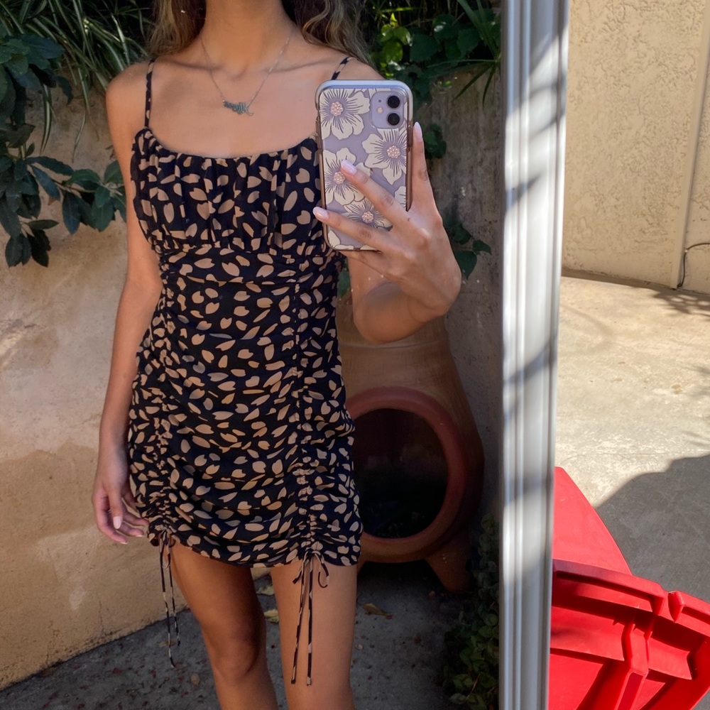 Black and Brown Side Tie Dress